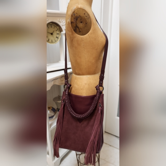 Gorgeous SAM EDELMAN Portwine Suede and Leather Vintage Chic Bag EUC - Picture 3 of 14